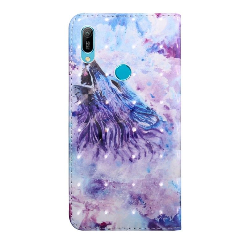 Lederhüllen Huawei Y6 2019 Aquarellwolf