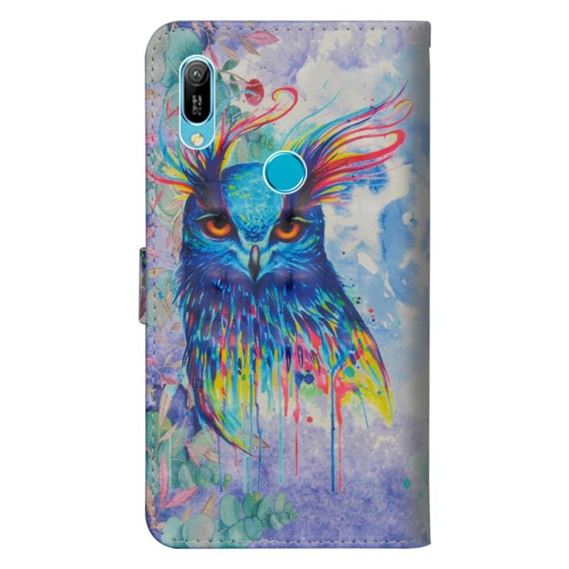 Lederhüllen Huawei Y6 2019 Handyhülle Aquarellvogel