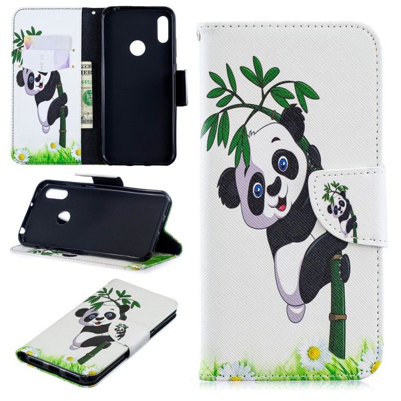 Lederhüllen Huawei Y6 2019 Handyhülle Panda Auf Bambus