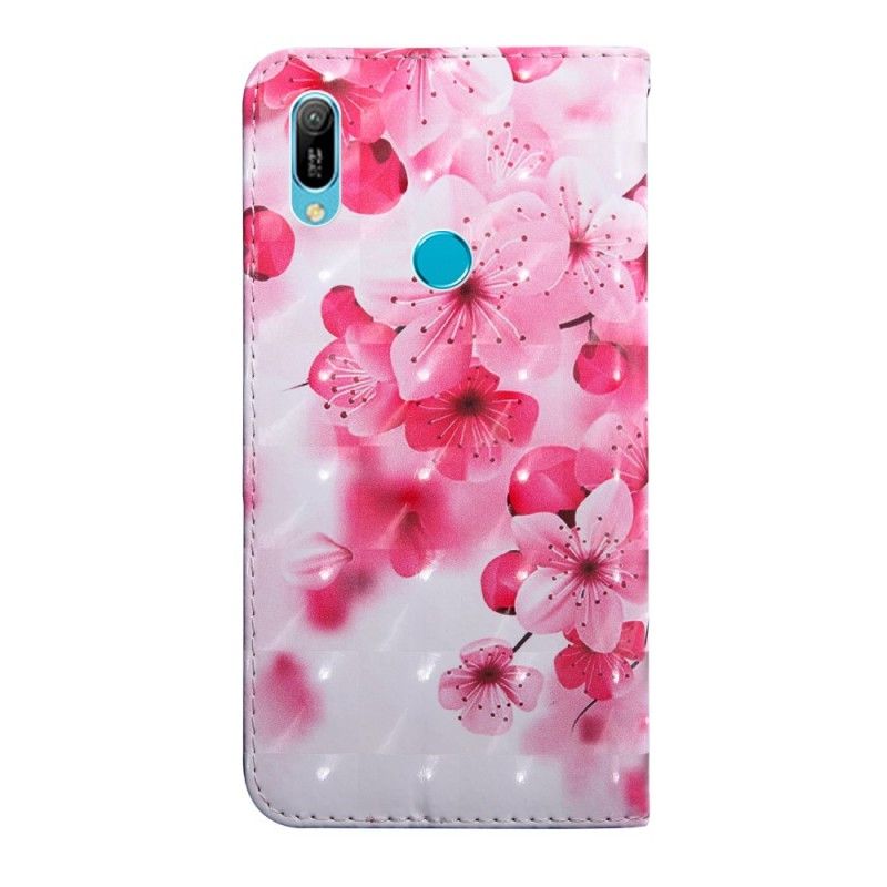 Lederhüllen Huawei Y6 2019 Handyhülle Rosa Blüten