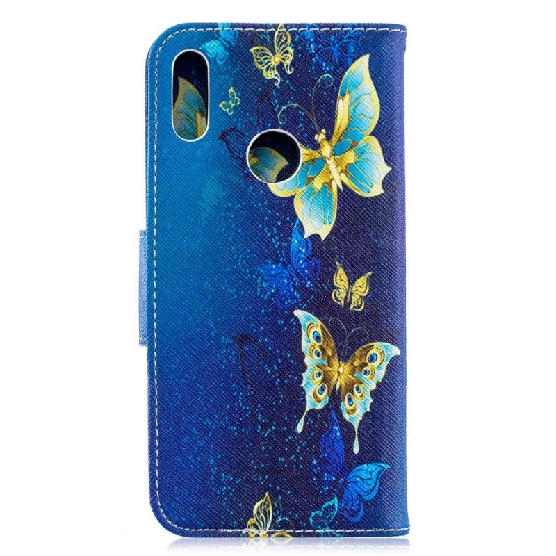 Lederhüllen Huawei Y6 2019 Magenta Schmetterlinge In Der Nacht