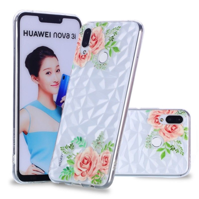 Hülle Für Huawei P Smart Plus Diamantstruktur Und Blumen