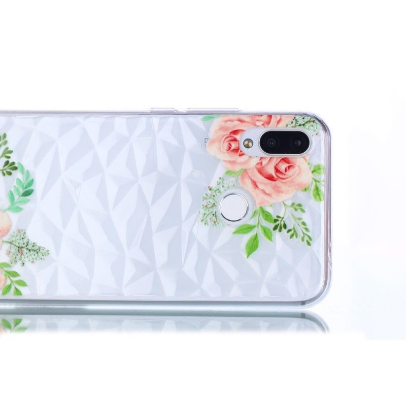 Hülle Für Huawei P Smart Plus Diamantstruktur Und Blumen