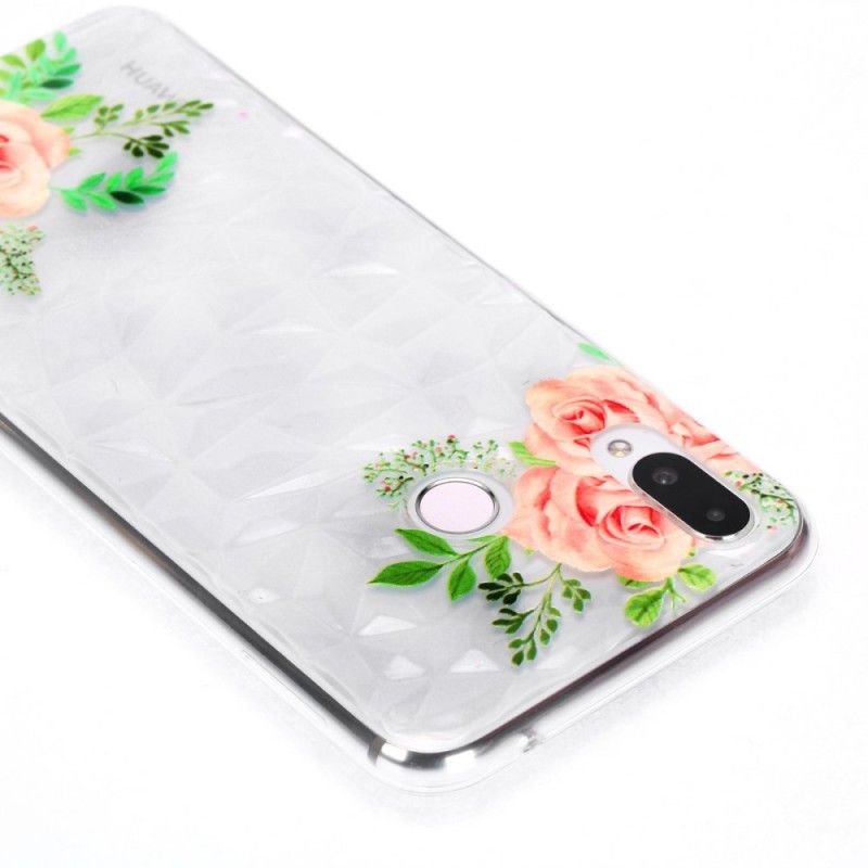 Hülle Für Huawei P Smart Plus Diamantstruktur Und Blumen