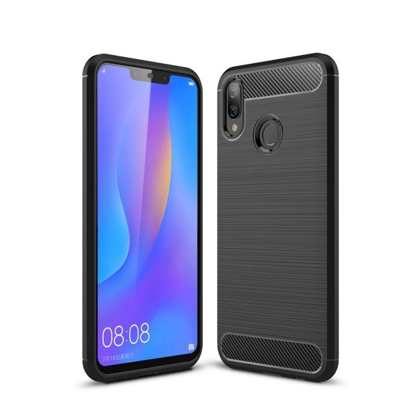 Hülle Huawei P Smart Plus Schwarz Gebürstete Kohlefaser