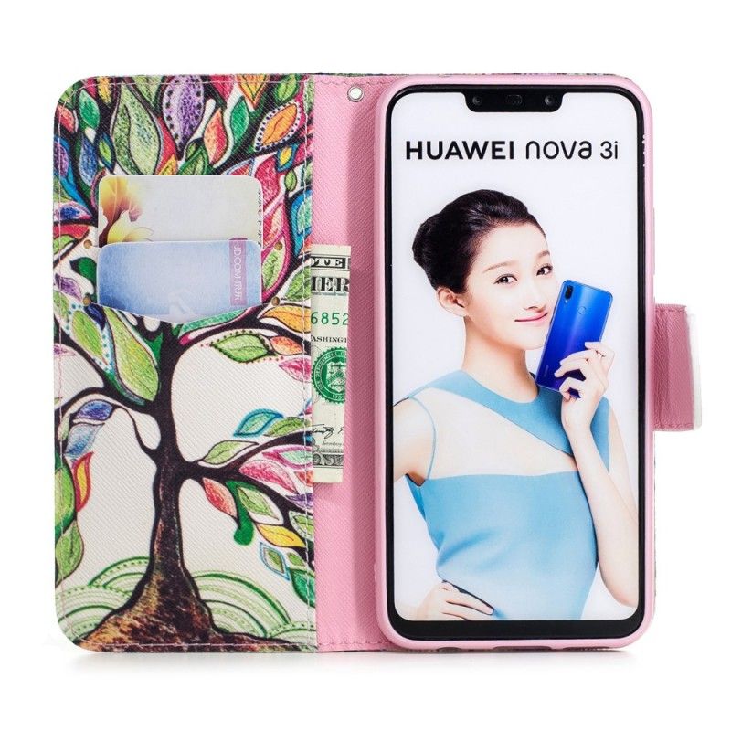 Lederhüllen Huawei P Smart Plus Farbiger Baum
