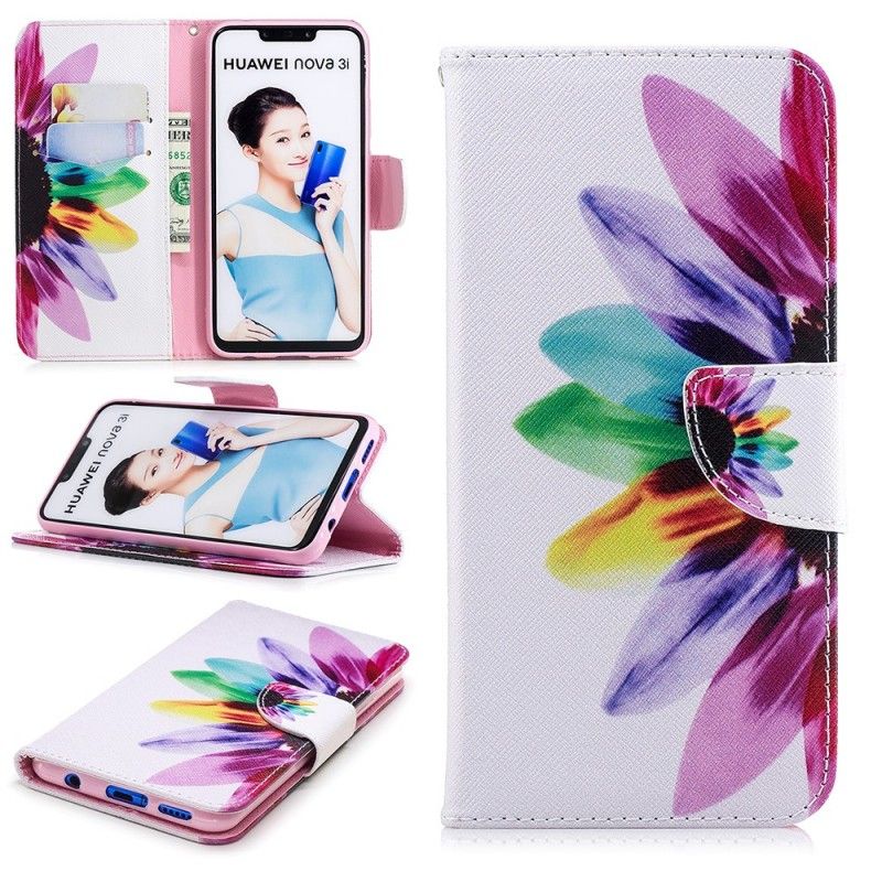 Lederhüllen Huawei P Smart Plus Handyhülle Aquarellblume