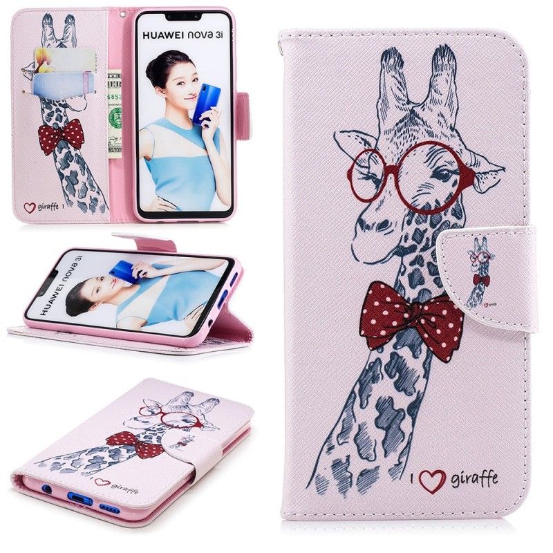 Lederhüllen Huawei P Smart Plus Nerd-Giraffe