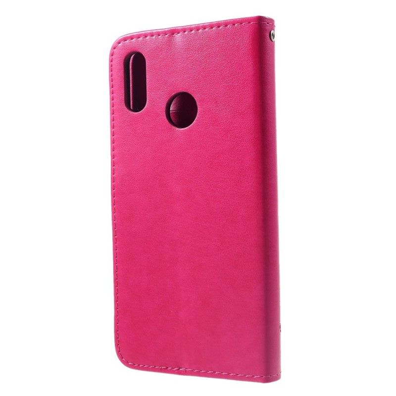 Lederhüllen Huawei P Smart Plus Pink Schmetterlinge Und Tanga Blumen