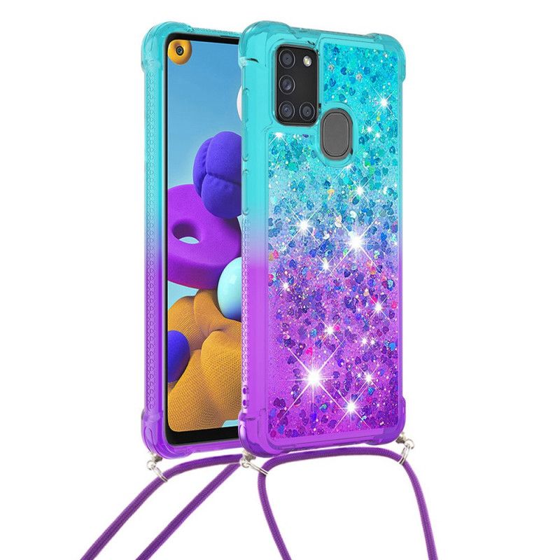 Samsung Galaxy A21S Silikon Glitter Und Cord Case