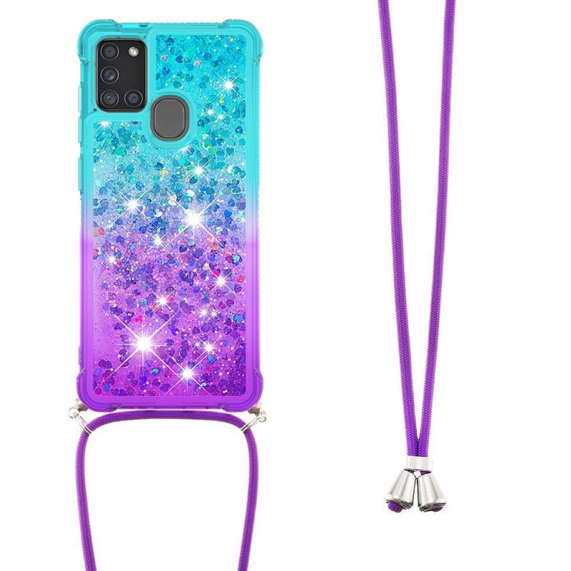 Samsung Galaxy A21S Silikon Glitter Und Cord Case