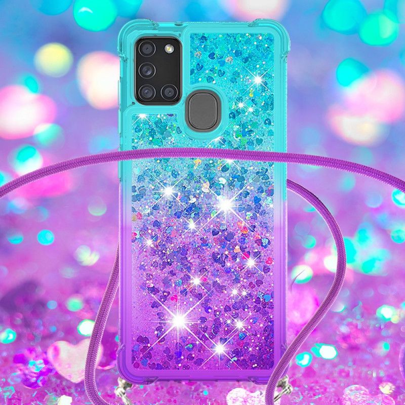 Samsung Galaxy A21S Silikon Glitter Und Cord Case