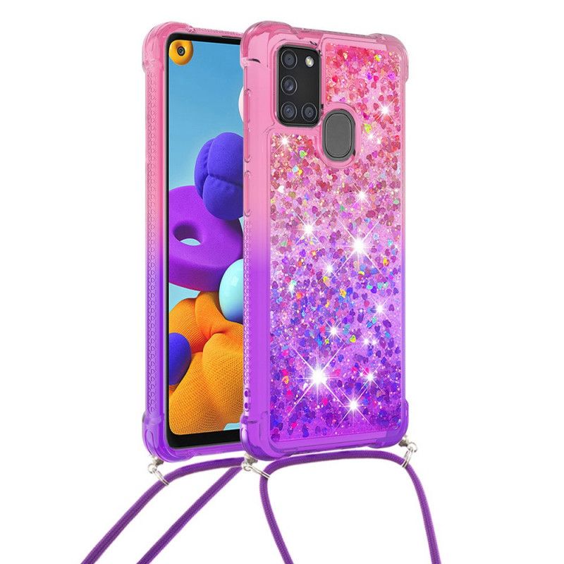 Samsung Galaxy A21S Silikon Glitter Und Cord Case