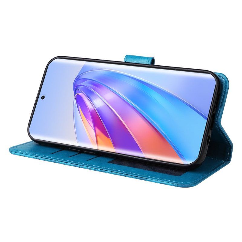 Flip Case Für Honor Magic 5 Lite Mandala-sonne Mit Schlüsselband