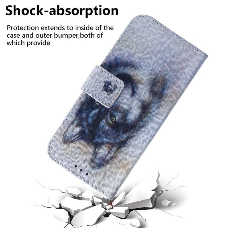 Flip Case Für Honor Magic 5 Lite Mit Kordel Riemchen-aquarell-hund