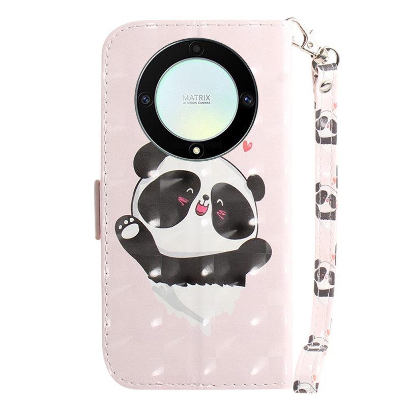 Lederhüllen Für Honor Magic 5 Lite Mit Kordel Panda Love Mit Schlüsselband