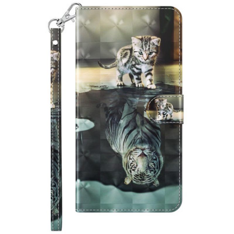Flip Case Für Samsung Galaxy A14 / A14 5G Mit Kordel Strappy Kitten Dream