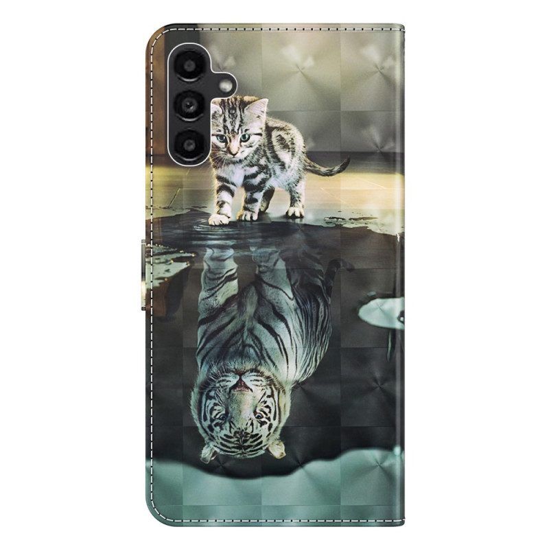 Flip Case Für Samsung Galaxy A14 / A14 5G Mit Kordel Strappy Kitten Dream