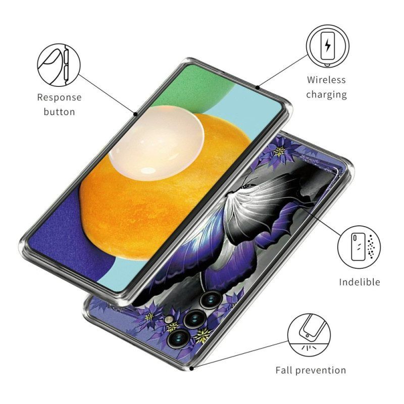 Hülle Für Samsung Galaxy A14 / A14 5G Lila Schmetterling