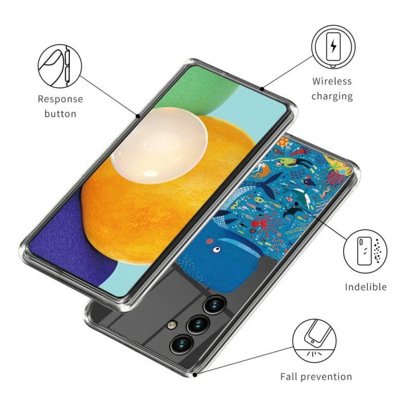 Hülle Für Samsung Galaxy A14 / A14 5G Transparenter Bunter Wal