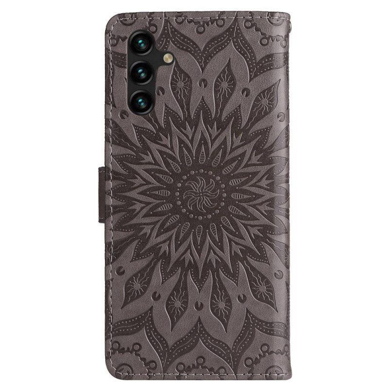 Lederhüllen Für Samsung Galaxy A14 / A14 5G Mandala-sonne Mit Schlüsselband