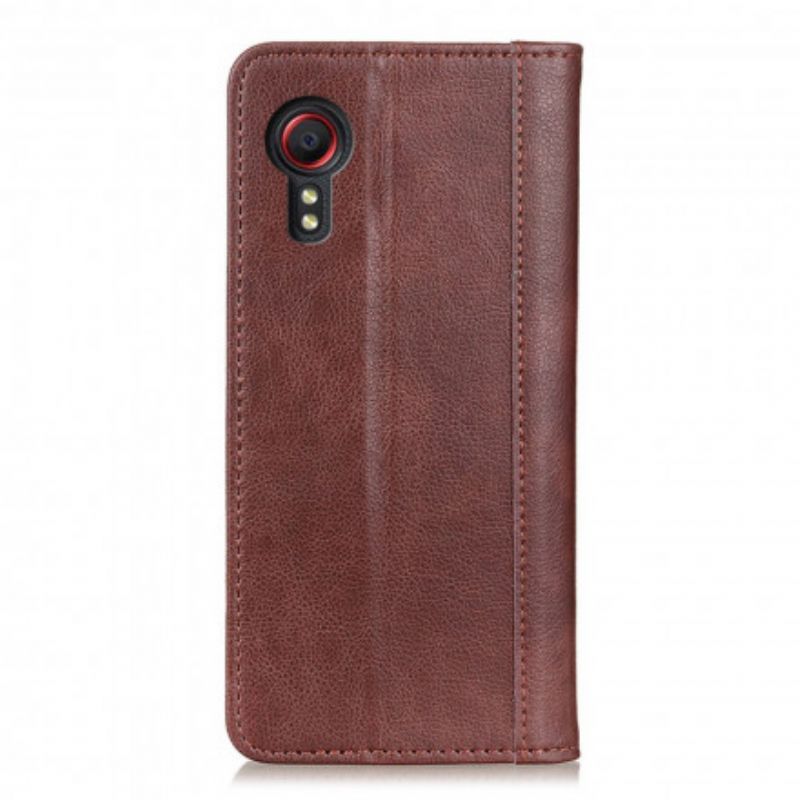 Flip Case Für Samsung Galaxy Xcover 5 Elegance Litschi-spaltleder