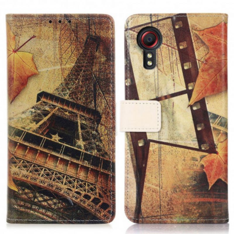 Lederhüllen Für Samsung Galaxy Xcover 5 Eiffelturm Im Herbst