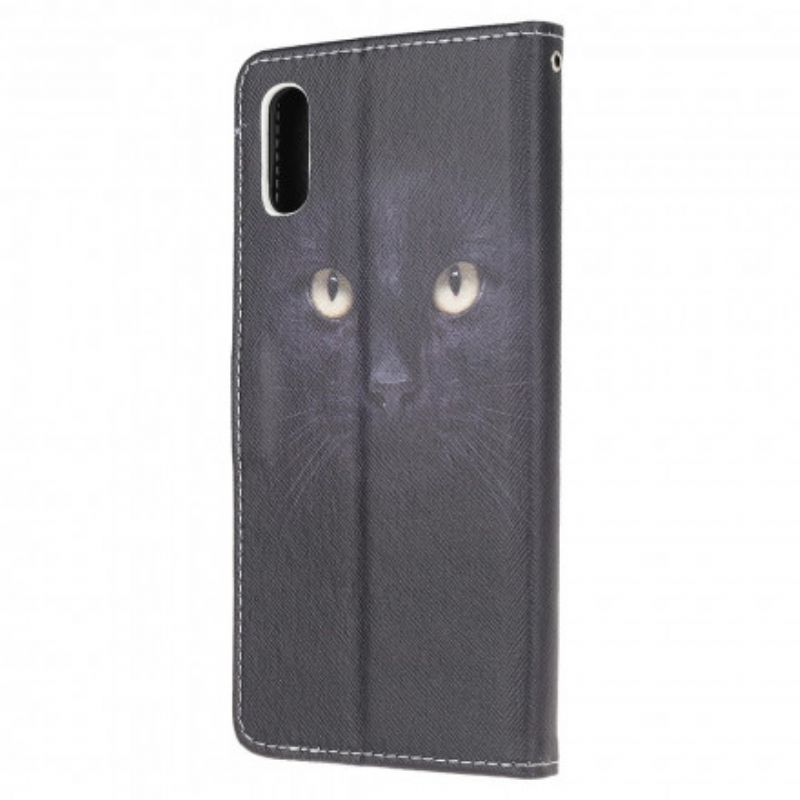 Lederhüllen Für Samsung Galaxy Xcover 5 Schwarze Katzenaugen Mit Riemchen