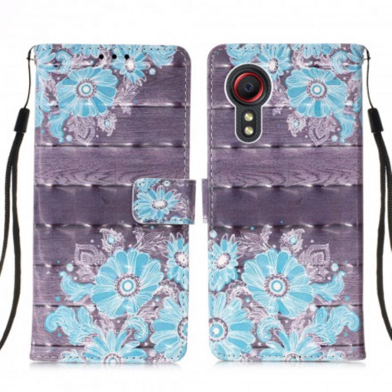 Lederhüllen Samsung Galaxy Xcover 5 Blaue Blumen