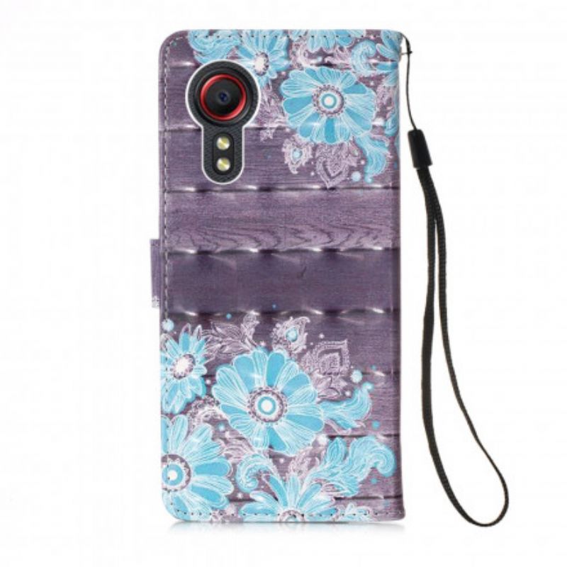 Lederhüllen Samsung Galaxy Xcover 5 Blaue Blumen