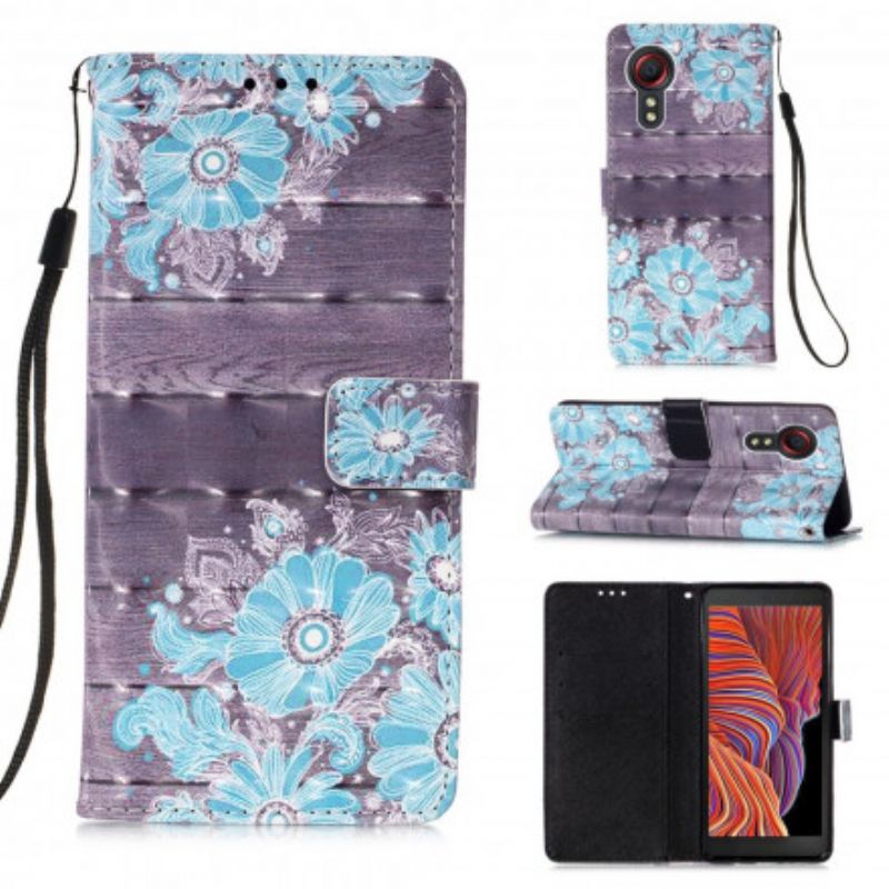 Lederhüllen Samsung Galaxy Xcover 5 Blaue Blumen