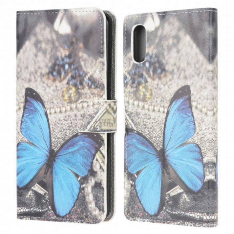 Lederhüllen Samsung Galaxy Xcover 5 Blauer Schmetterling