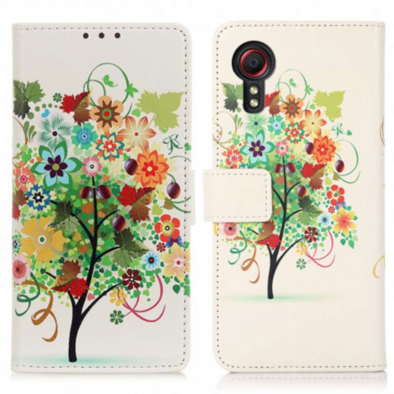Lederhüllen Samsung Galaxy Xcover 5 Handyhülle Blühender Baum
