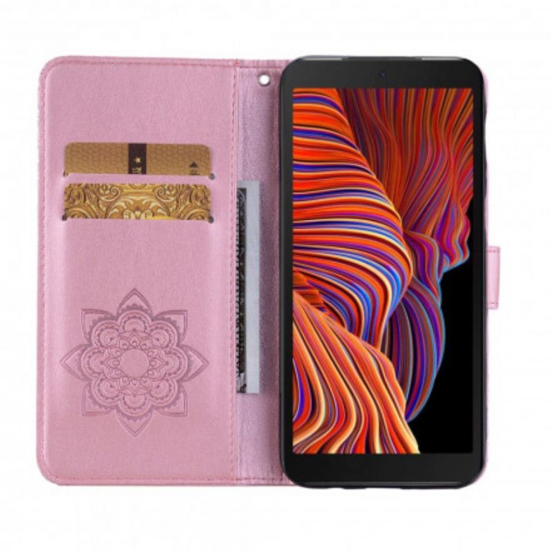 Lederhüllen Samsung Galaxy Xcover 5 Handyhülle Eulen-mandala Und Anhänger