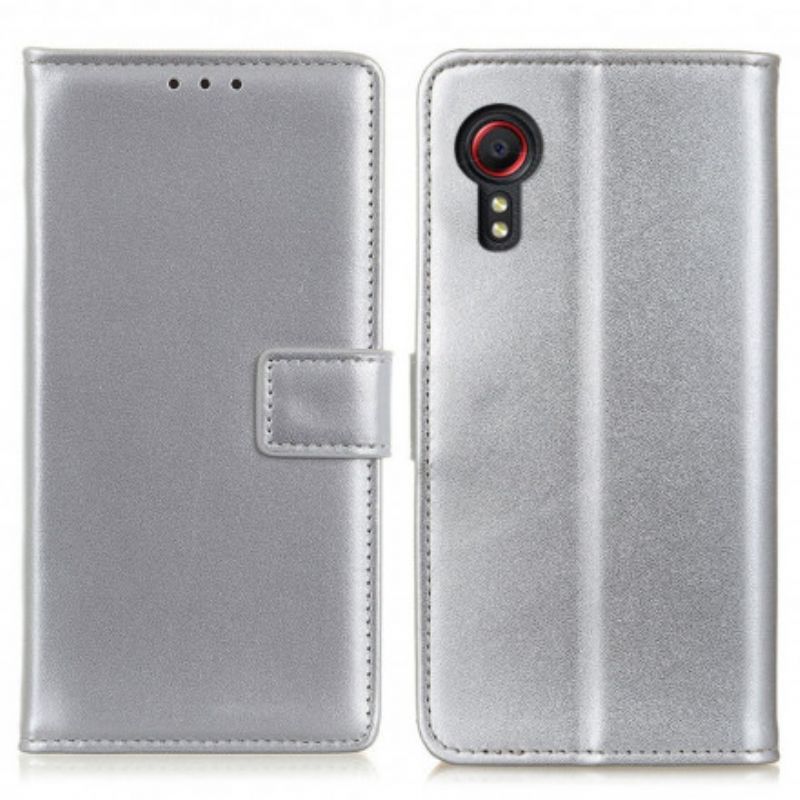 Lederhüllen Samsung Galaxy Xcover 5 Handyhülle Schlichtes Litschi Kunstleder