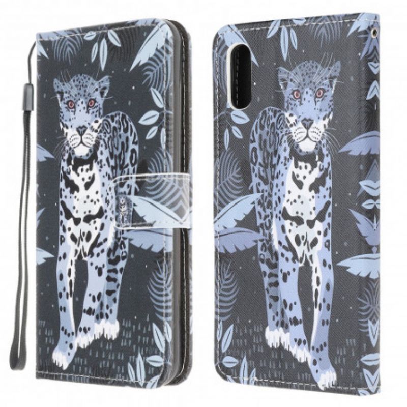 Lederhüllen Samsung Galaxy Xcover 5 Leopard Riemchen