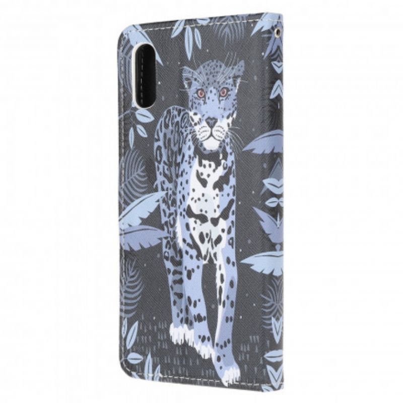 Lederhüllen Samsung Galaxy Xcover 5 Leopard Riemchen