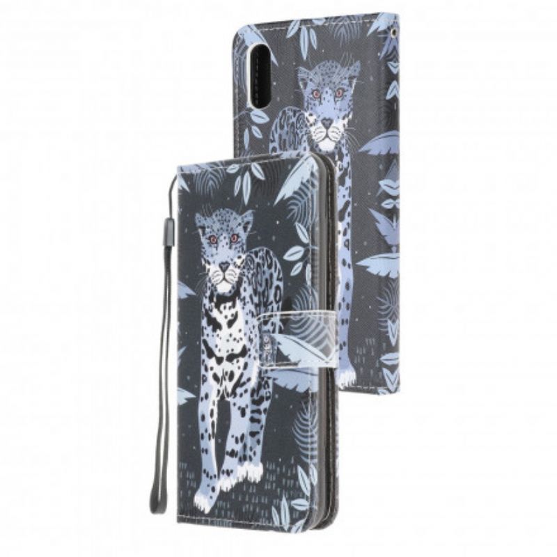 Lederhüllen Samsung Galaxy Xcover 5 Leopard Riemchen