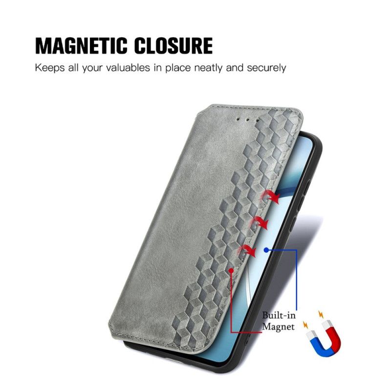 Flip Case Xiaomi Redmi Note 14 4g Vintage-lederoptik Mit Rautenmuster