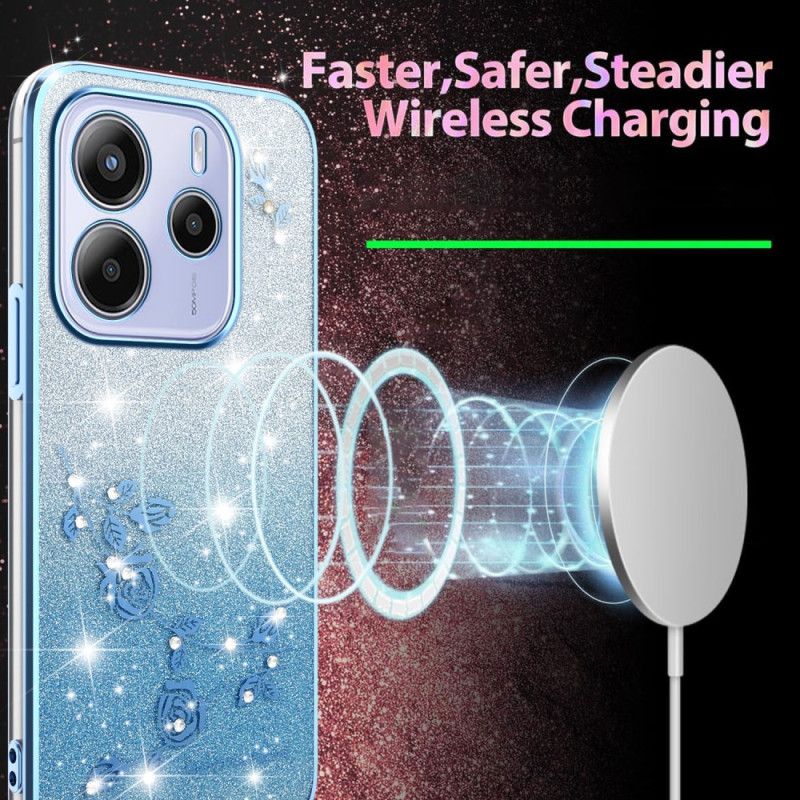 Hülle Xiaomi Redmi Note 14 4g Glitzernde Blumen Mit Farbverlauf