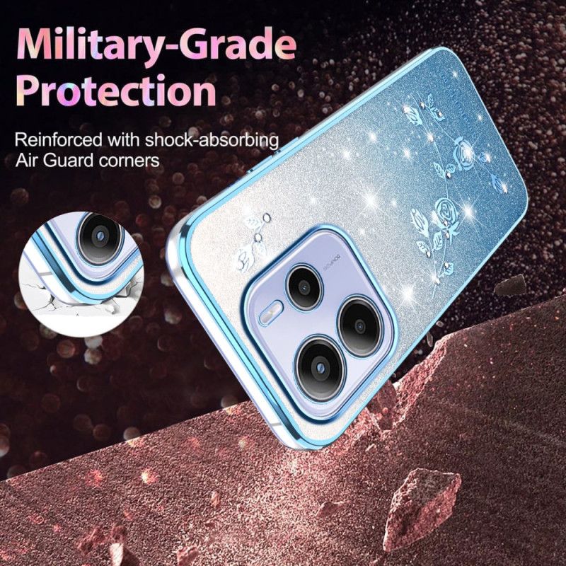 Hülle Xiaomi Redmi Note 14 4g Glitzernde Blumen Mit Farbverlauf