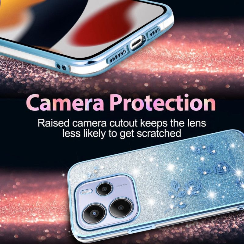 Hülle Xiaomi Redmi Note 14 4g Glitzernde Blumen Mit Farbverlauf