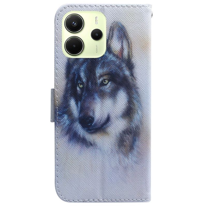 Lederhüllen Für Xiaomi Redmi Note 14 4g Aquarellwolf