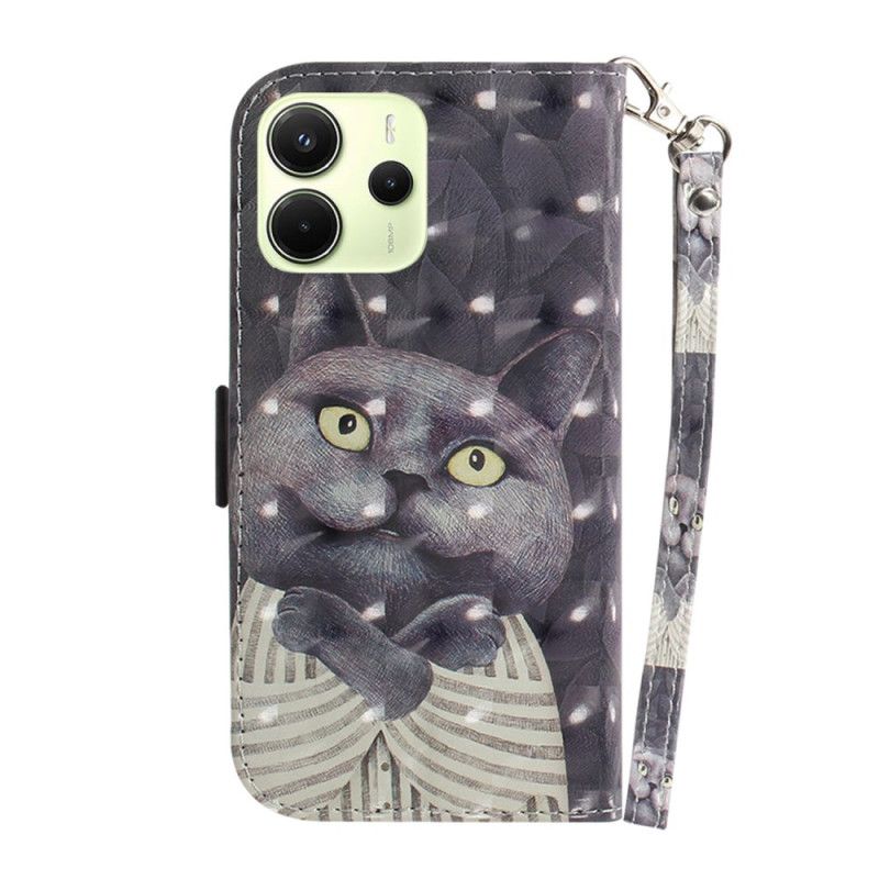 Lederhüllen Für Xiaomi Redmi Note 14 4g Graue Katze Mit Riemen