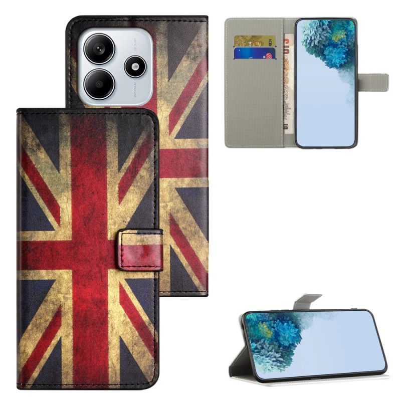 Lederhüllen Xiaomi Redmi Note 14 4g Britische Flagge (vintage)