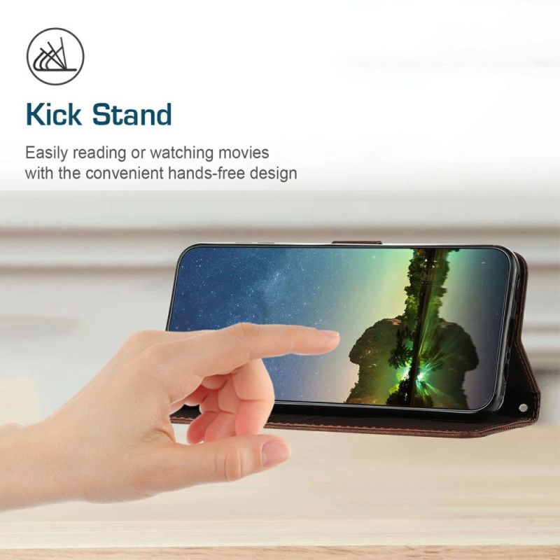 Lederhüllen Xiaomi Redmi Note 14 4g Geometrische Linien Mit Riemen