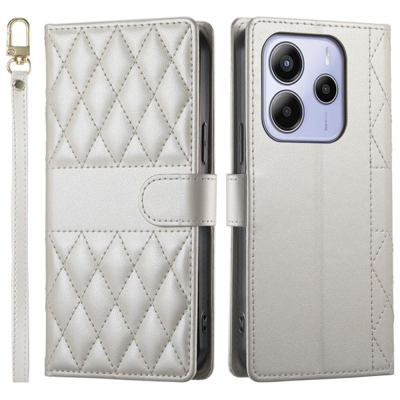 Lederhüllen Xiaomi Redmi Note 14 4g Gesteppt Mit Riemen Und Schulterriemen