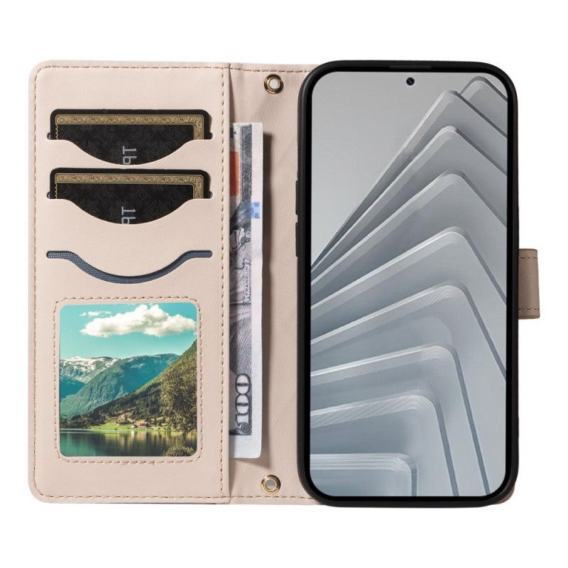 Lederhüllen Xiaomi Redmi Note 14 4g Gesteppt Mit Riemen Und Schulterriemen