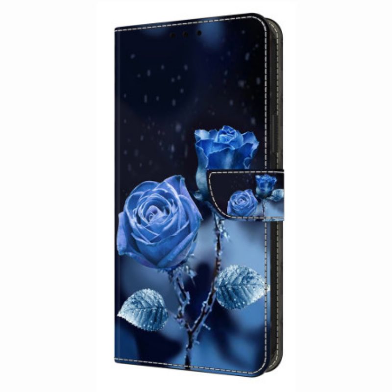 Lederhüllen Xiaomi Redmi Note 14 4g Handyhülle Blaue Rosen