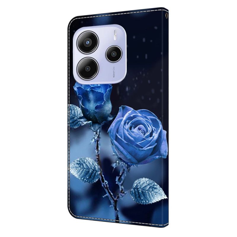 Lederhüllen Xiaomi Redmi Note 14 4g Handyhülle Blaue Rosen